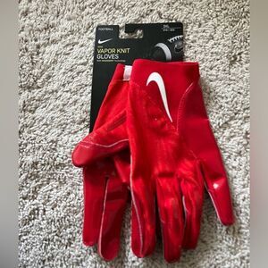 Nike Vapor Knit 4.0 Blue Football Receiver Red Gloves